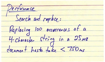 Performance index card (back)